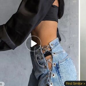 PLT Chain waist mom jeans
